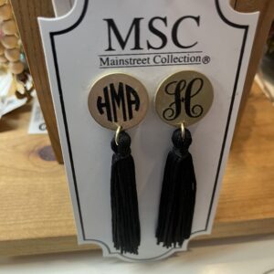 dtek2174 Black Disc Tassel Earring