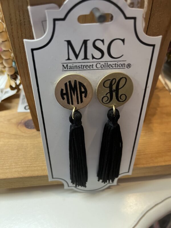 dtek2174 Black Disc Tassel Earring