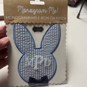 Mud Pie 1002019b blue seersucker bunny iron on