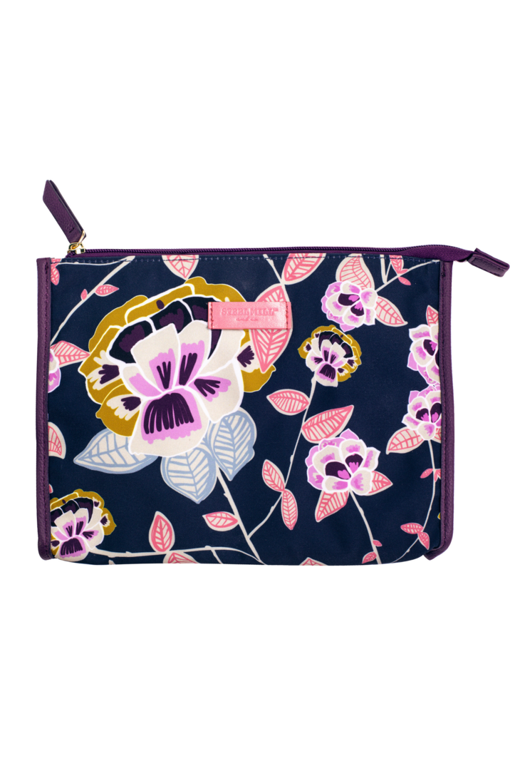 Steel Mill Navy Floral Jewlery Pouch - Embroidery Heaven